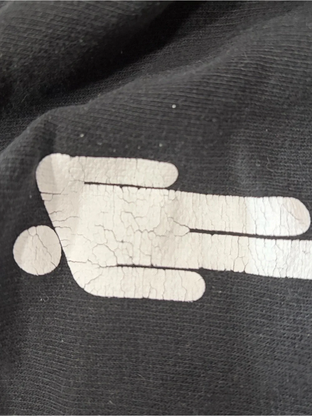 Black Hooded Pullover with Small White Figure Graphic